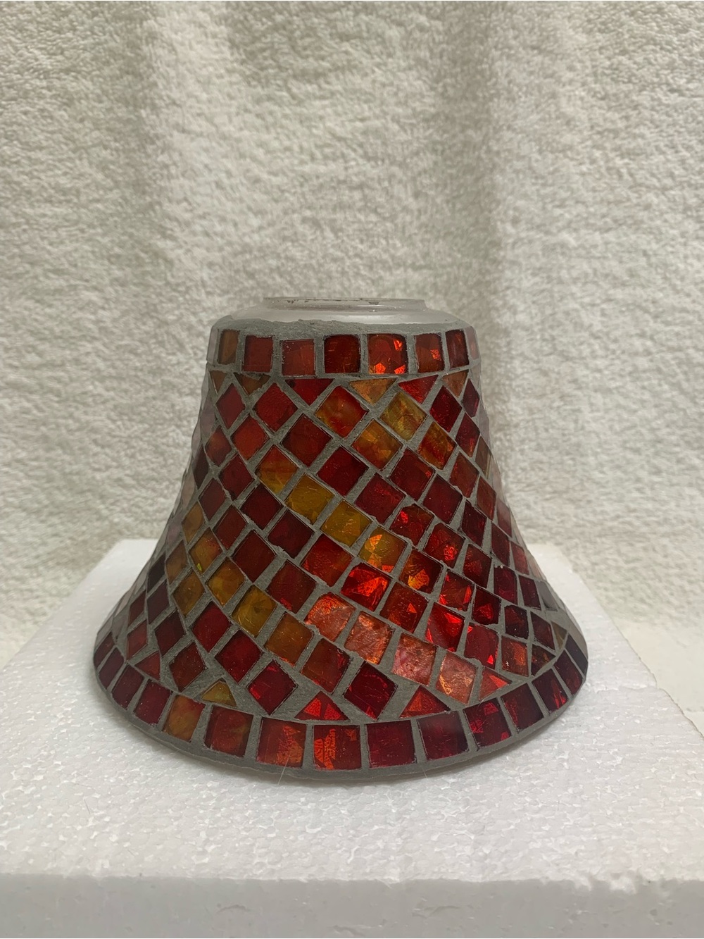 Red & Gold Mosaic Tile Large Candle Shade